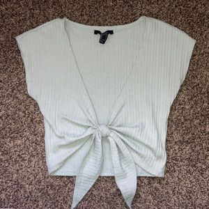 Cropped Tie-Front Top